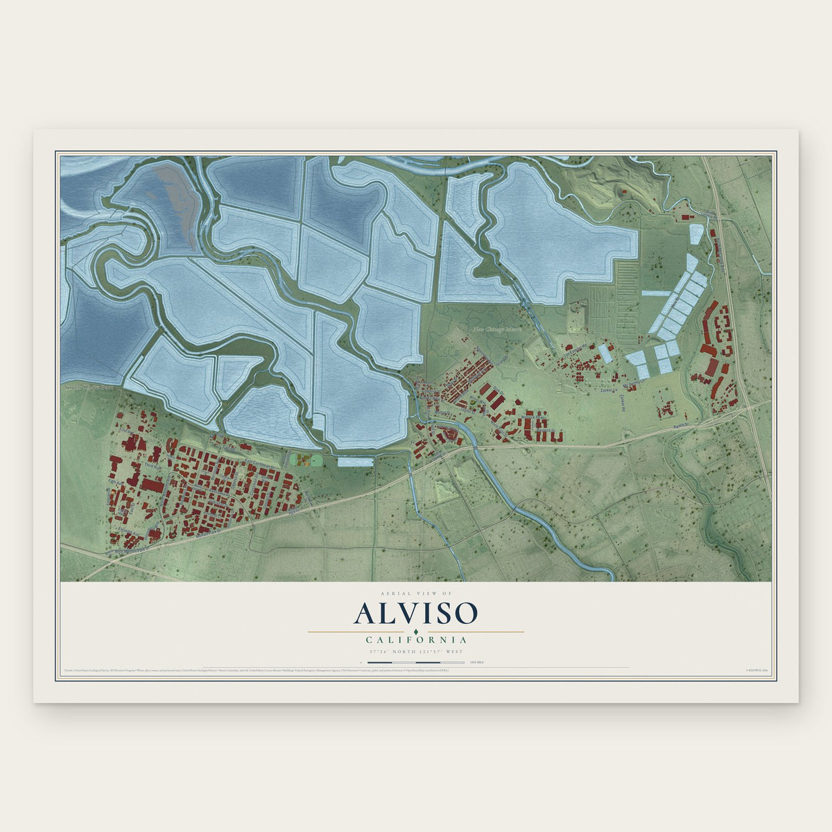 Alviso, California map print, the full design