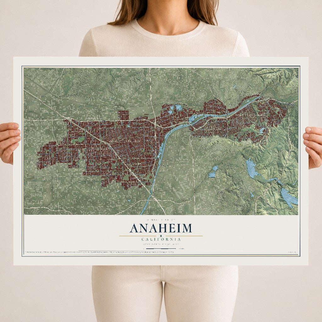 Map of Anaheim, California, 18 x 24 inch unframed archival matte print