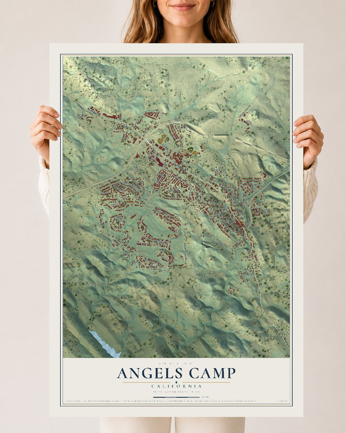 Map of Angels Camp, California, 24 x 36 inch unframed archival matte print