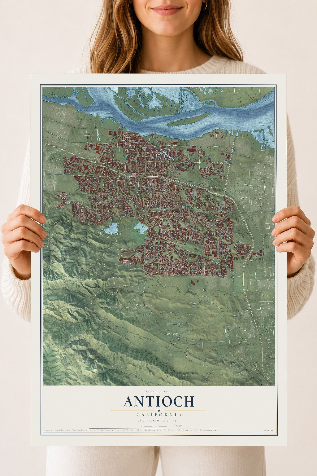 Map of Antioch, California, 18 x 24 inch unframed archival matte print