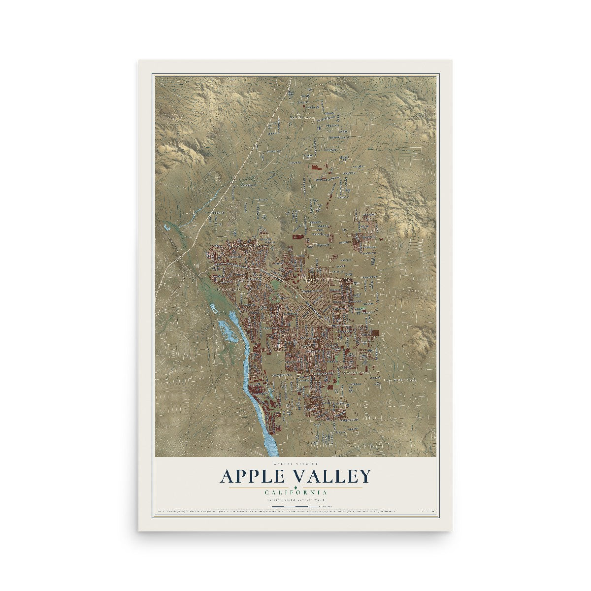 Map of Apple Valley, California, 12 x 18 inch unframed archival matte print