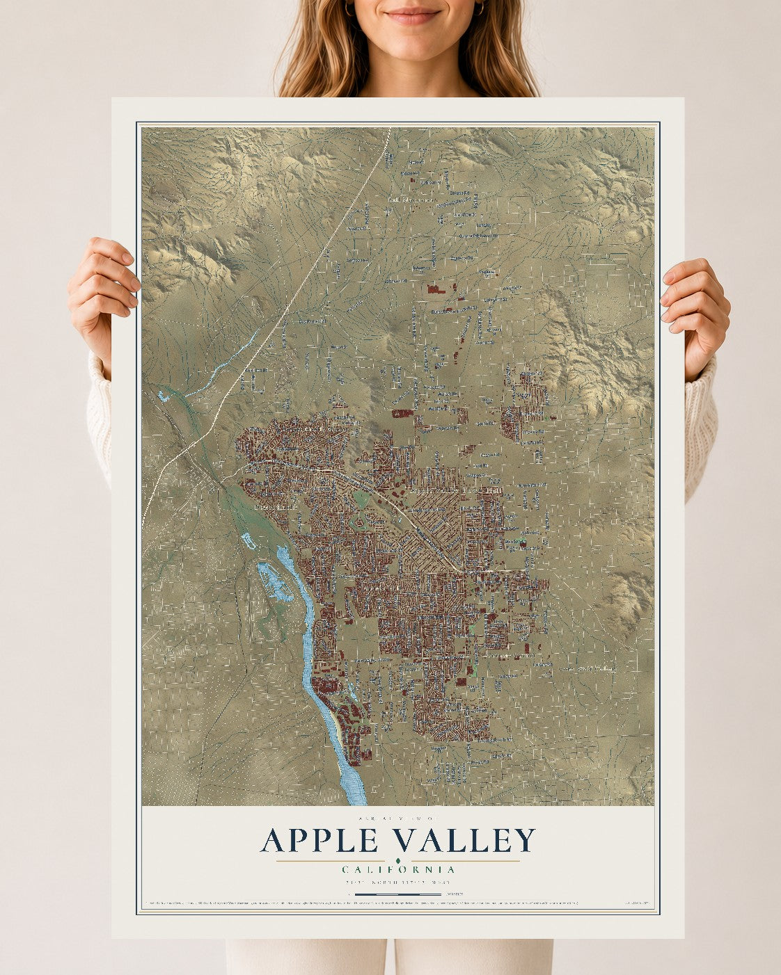 Map of Apple Valley, California, 24 x 36 inch unframed archival matte print
