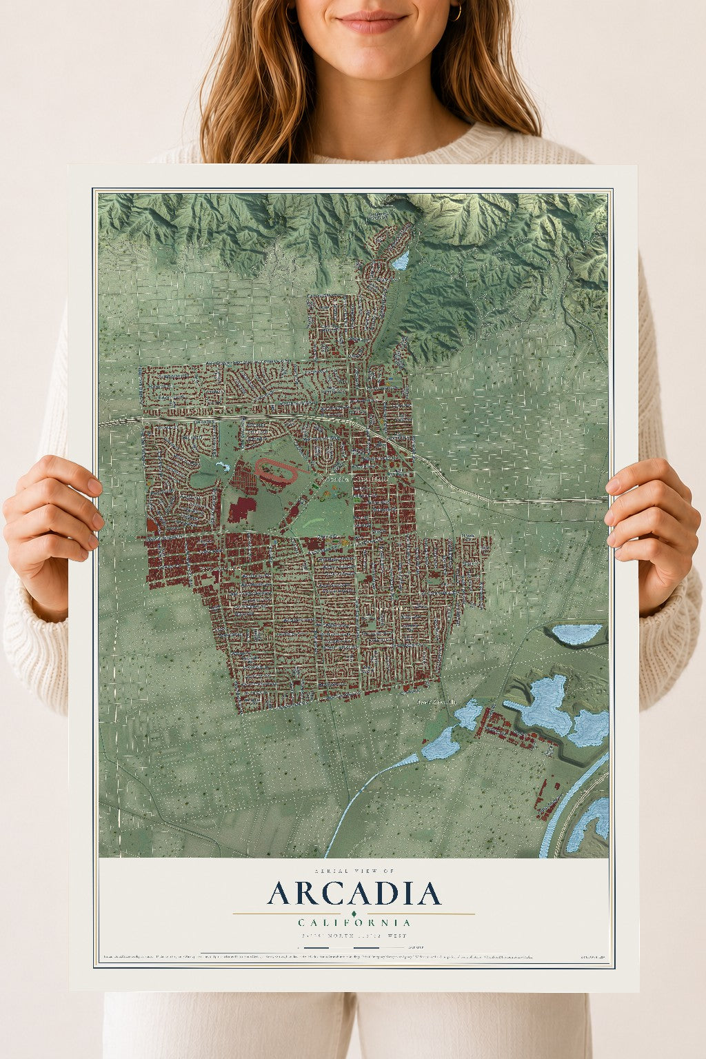 Map of Arcadia, California, 18 x 24 inch unframed archival matte print