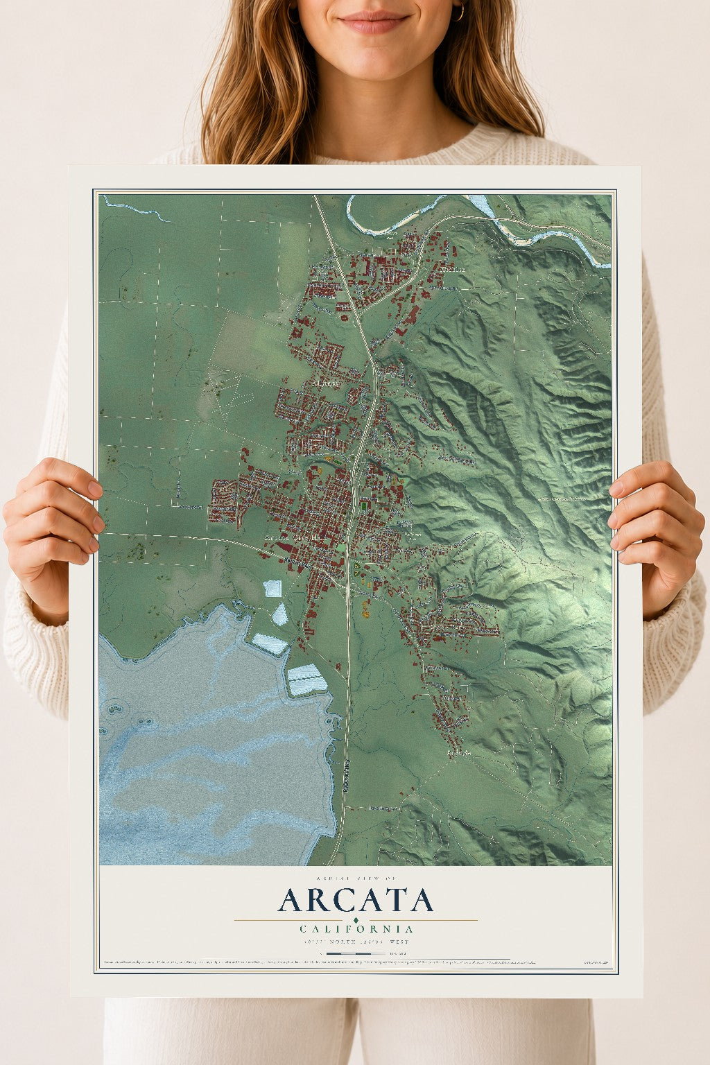 Map of Arcata, California, 18 x 24 inch unframed archival matte print
