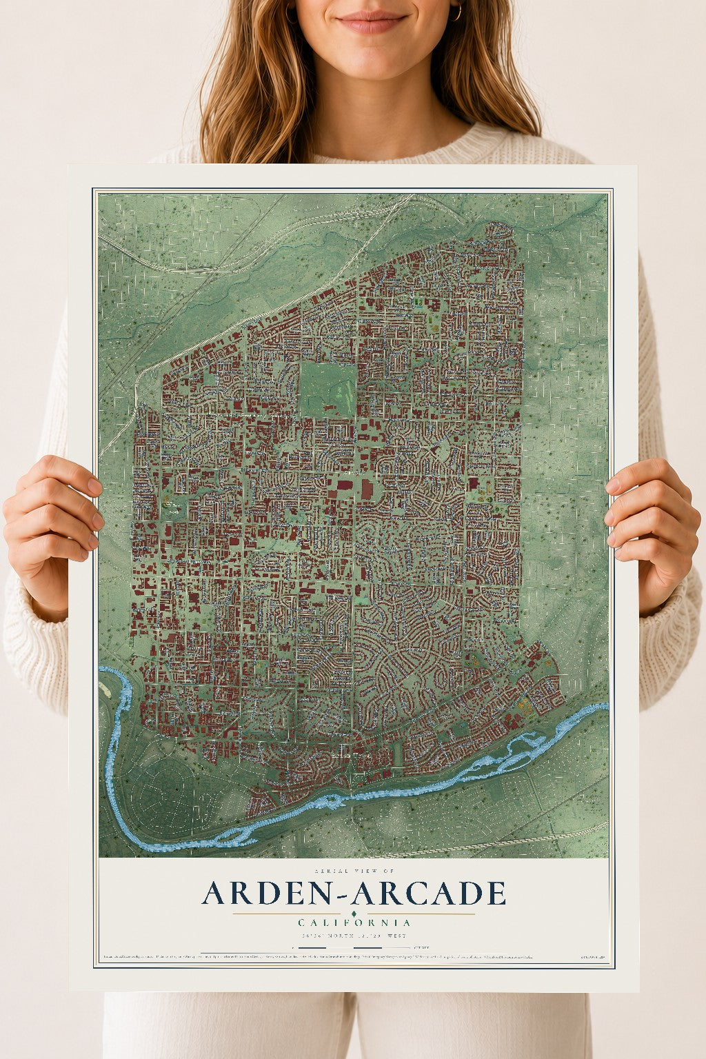 Map of Arden-Arcade, California, 18 x 24 inch unframed archival matte print