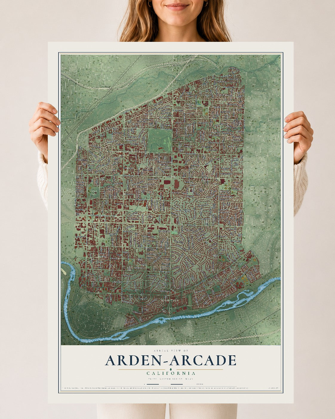 Map of Arden-Arcade, California, 24 x 36 inch unframed archival matte print