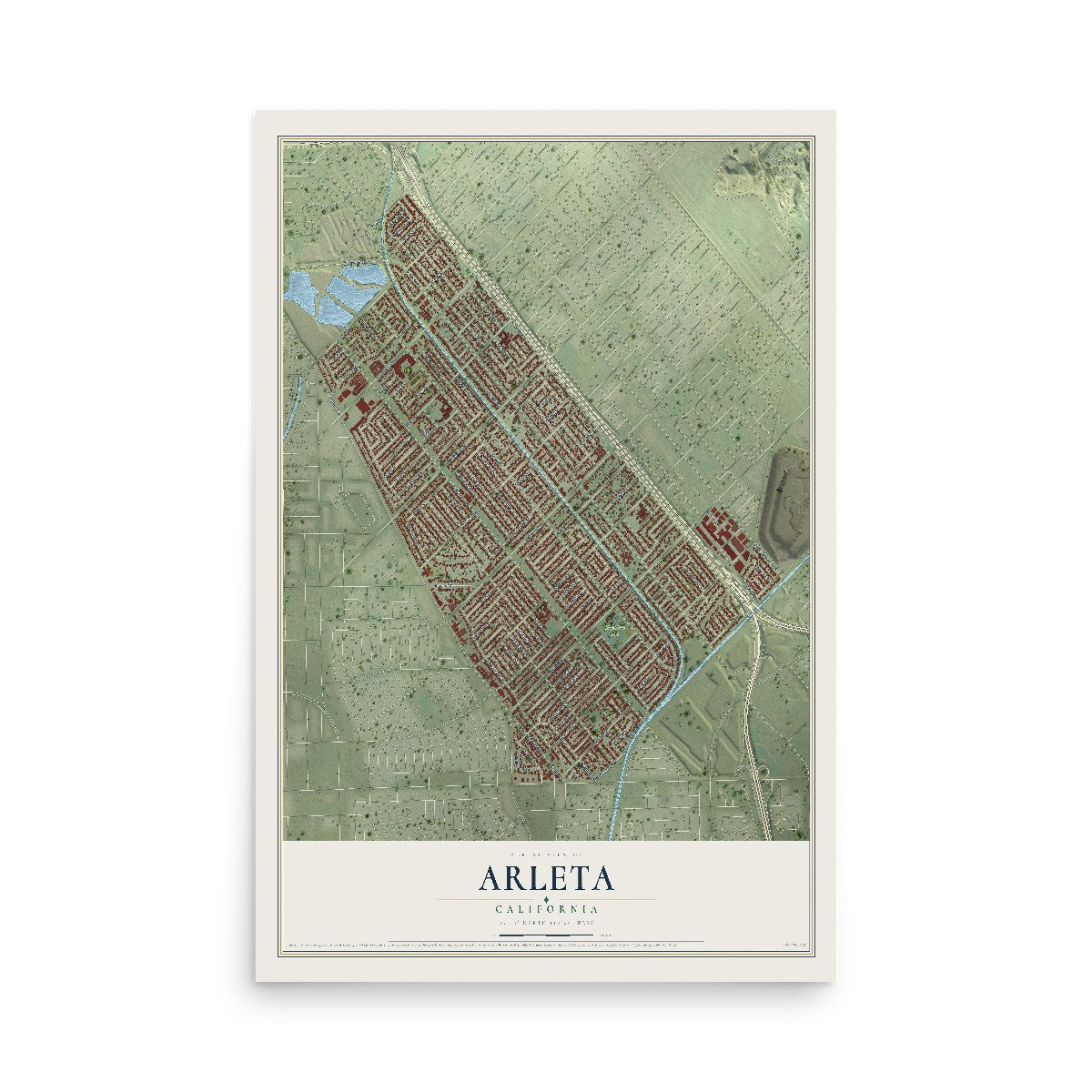Map of Arleta, California, 12 x 18 inch unframed archival matte print