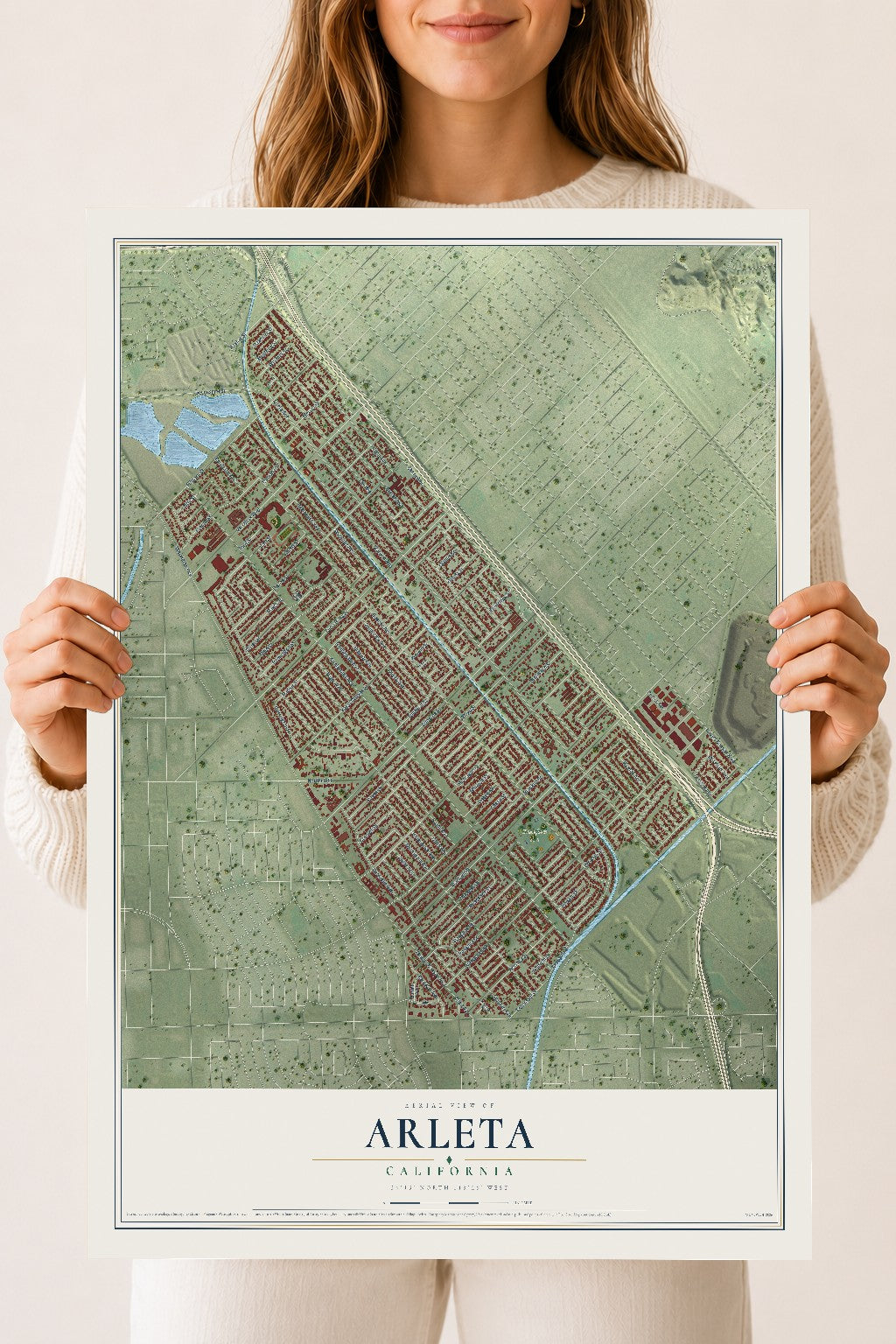 Map of Arleta, California, 18 x 24 inch unframed archival matte print