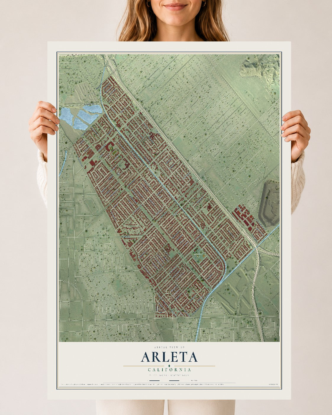 Map of Arleta, California, 24 x 36 inch unframed archival matte print