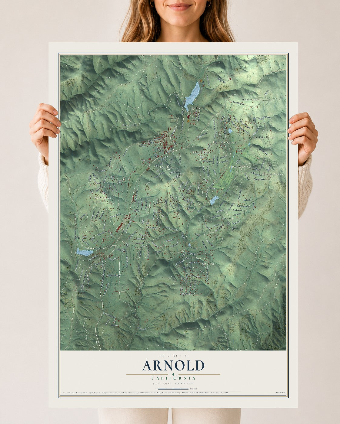 Map of Arnold, California, 24 x 36 inch unframed archival matte print