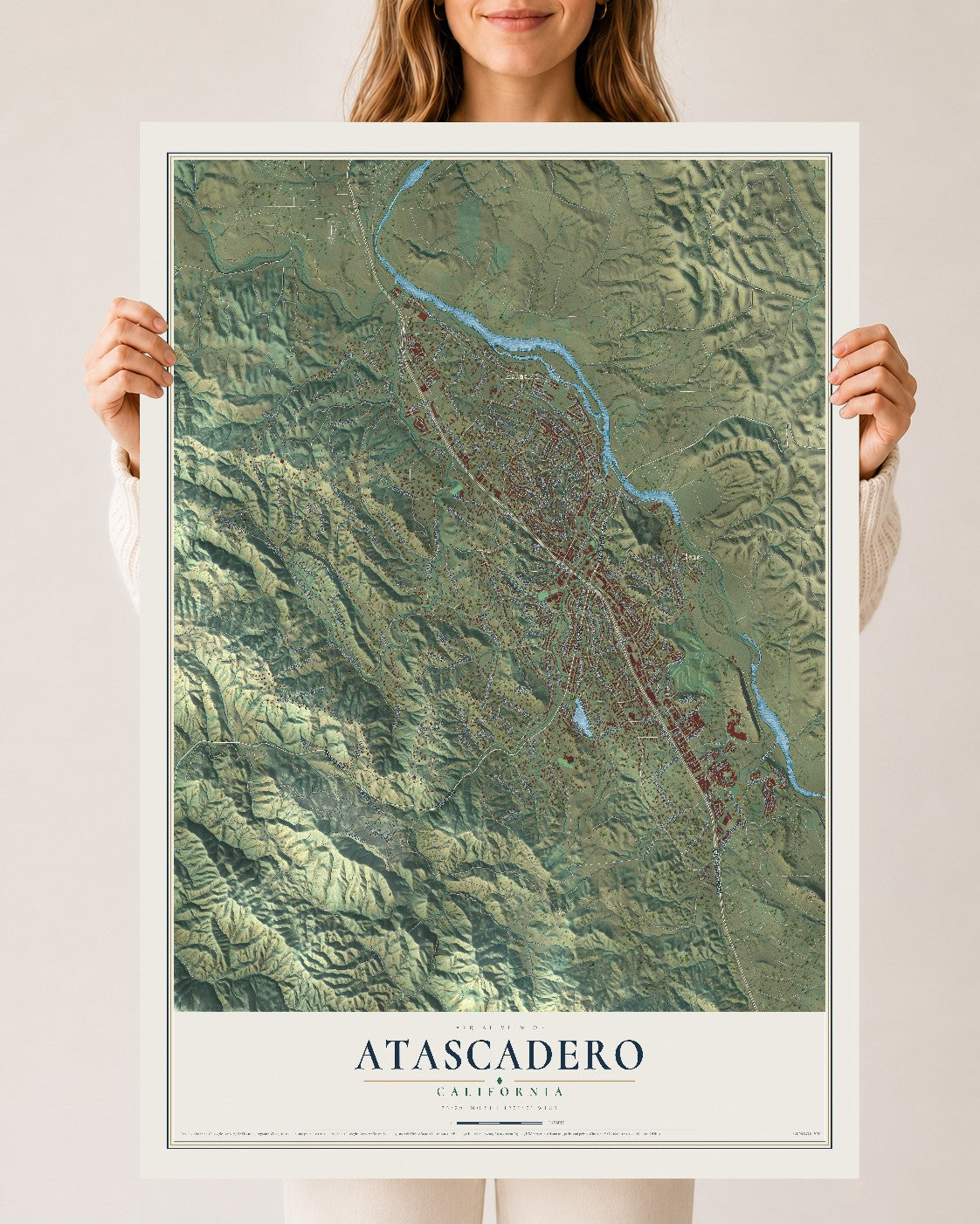 Map of Atascadero, California, 24 x 36 inch unframed archival matte print