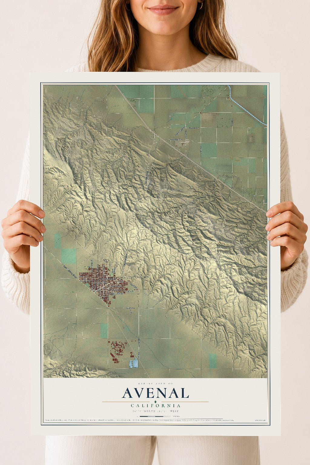 Map of Avenal, California, 18 x 24 inch unframed archival matte print