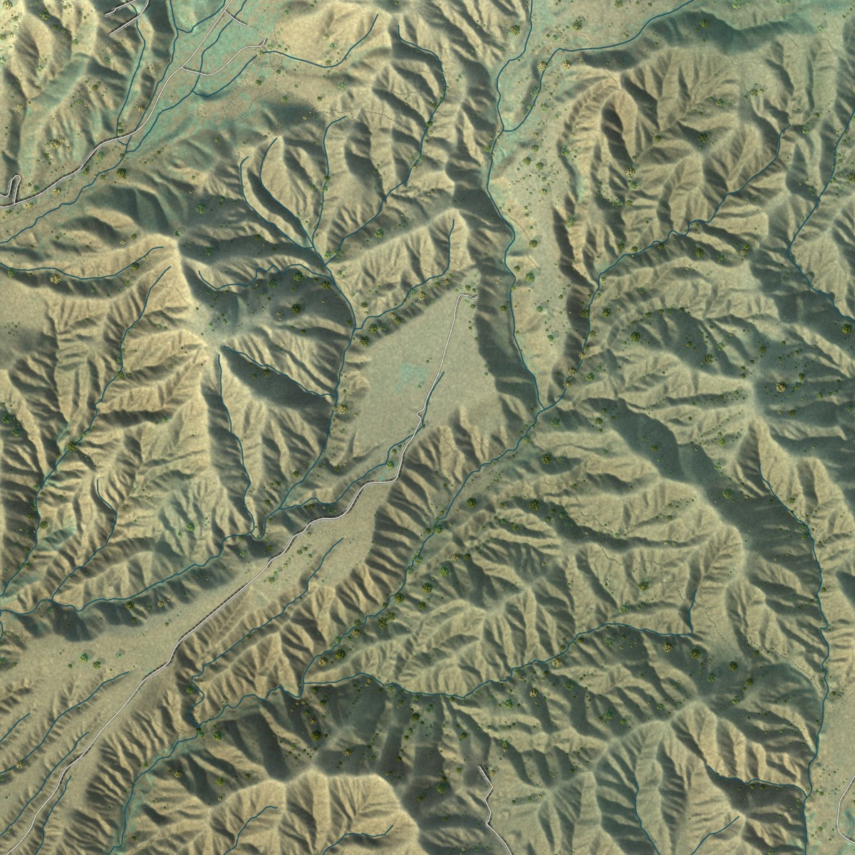 Close-up of the map of Banning, California print showing street and building detail