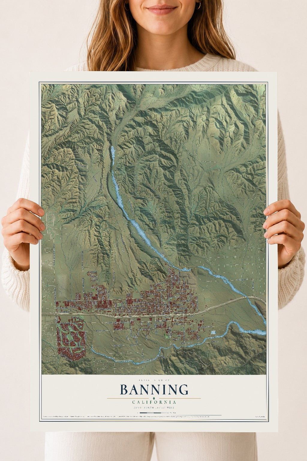 Map of Banning, California, 18 x 24 inch unframed archival matte print