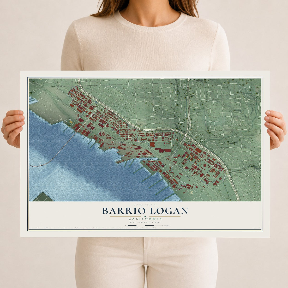 Map of Barrio Logan, California, 12 x 18 inch unframed archival matte print