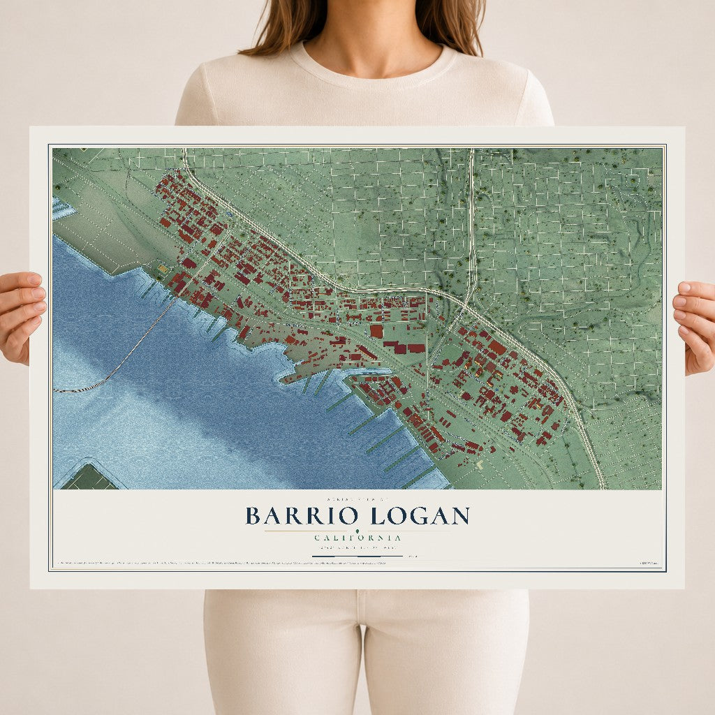 Map of Barrio Logan, California, 18 x 24 inch unframed archival matte print