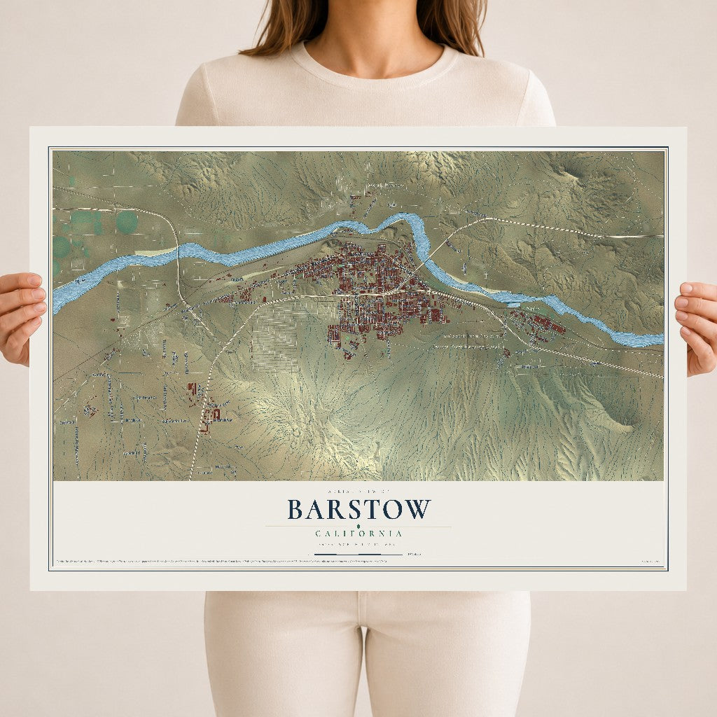 Map of Barstow, California, 18 x 24 inch unframed archival matte print