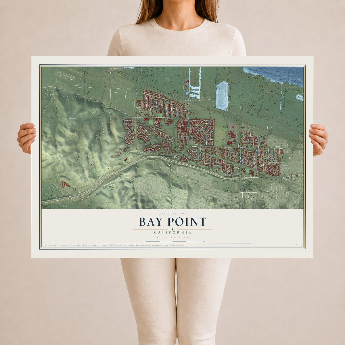 Map of Bay Point, California, 24 x 36 inch unframed archival matte print