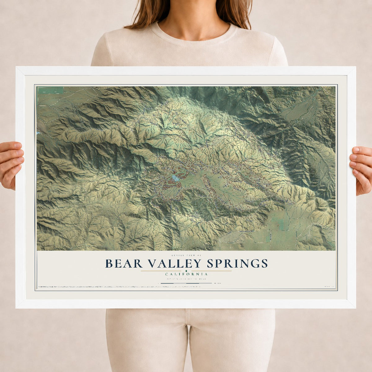 Map of Bear Valley Springs, California, 18 x 24 inch print in a white wood frame
