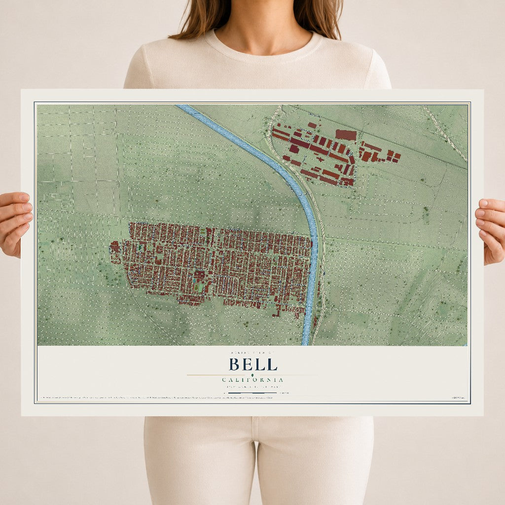 Map of Bell, California, 18 x 24 inch unframed archival matte print