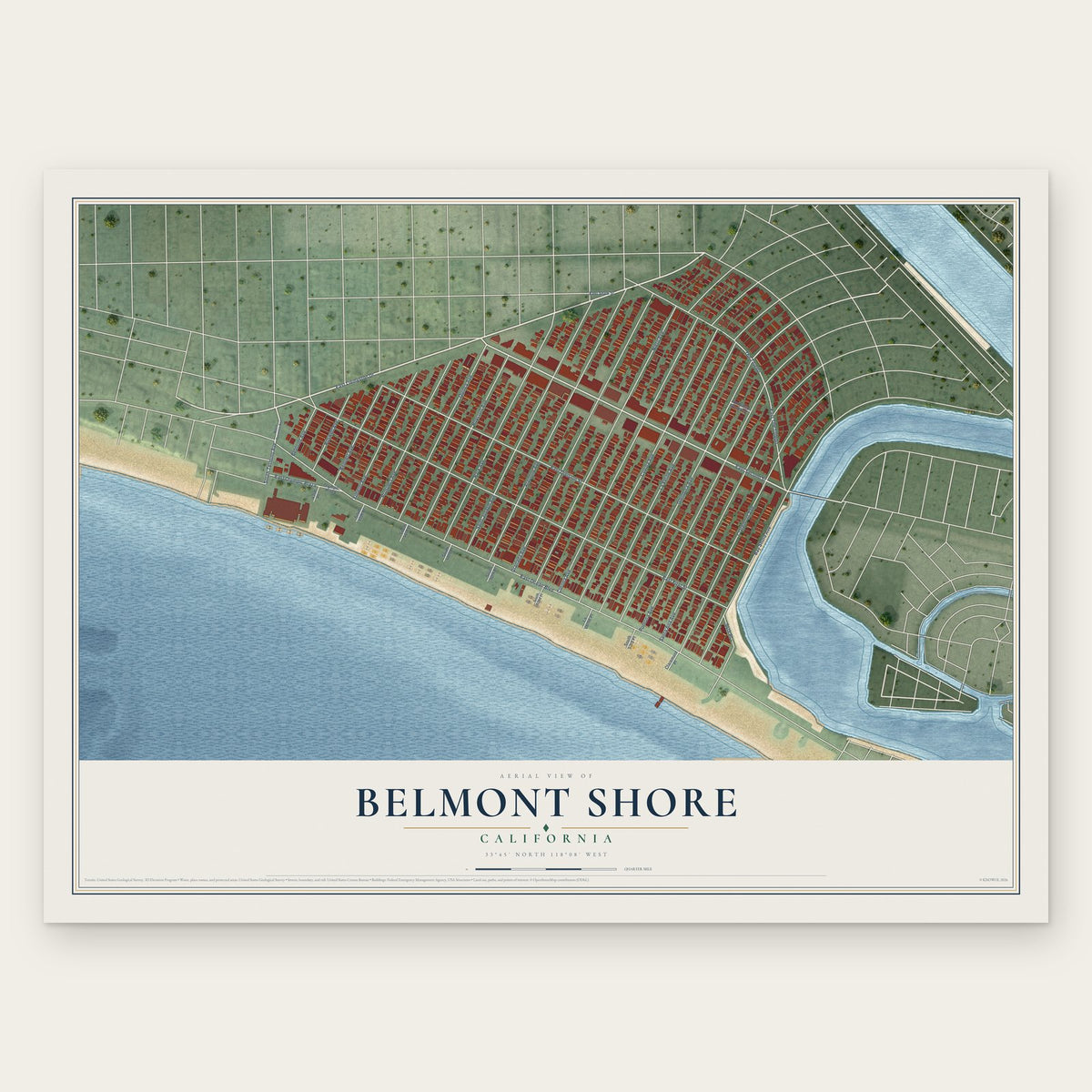 Belmont Shore, California map print, the full design