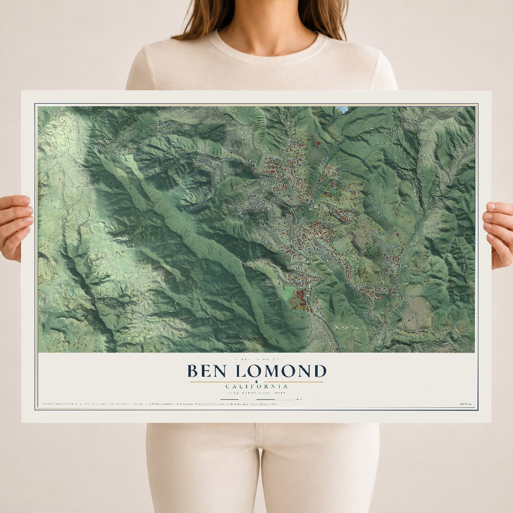 Map of Ben Lomond, California, 18 x 24 inch unframed archival matte print