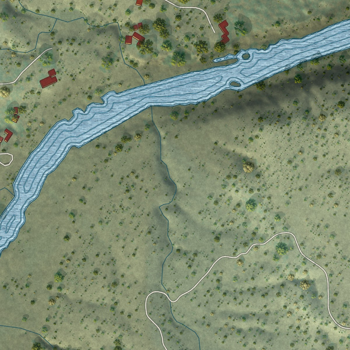 Close-up of the map of Bend, California print showing street and building detail
