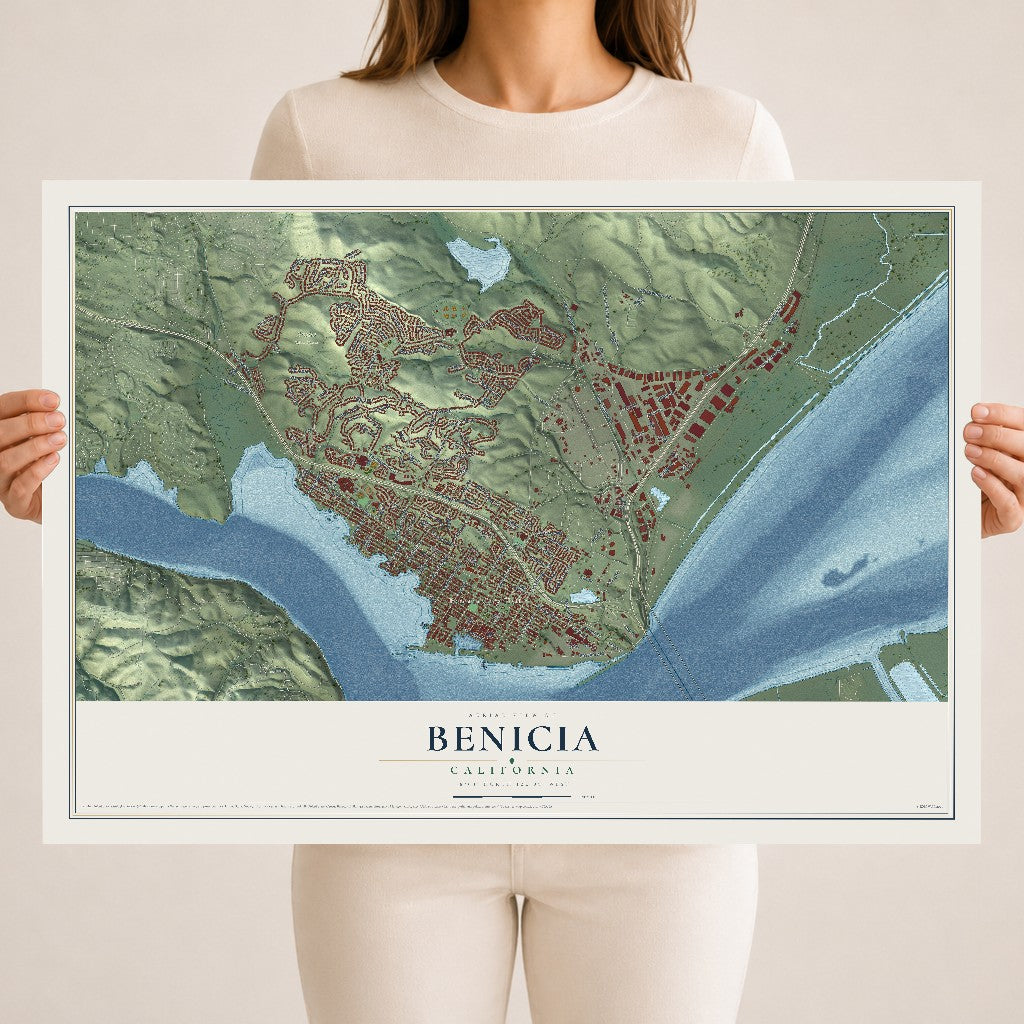 Map of Benicia, California, 18 x 24 inch unframed archival matte print