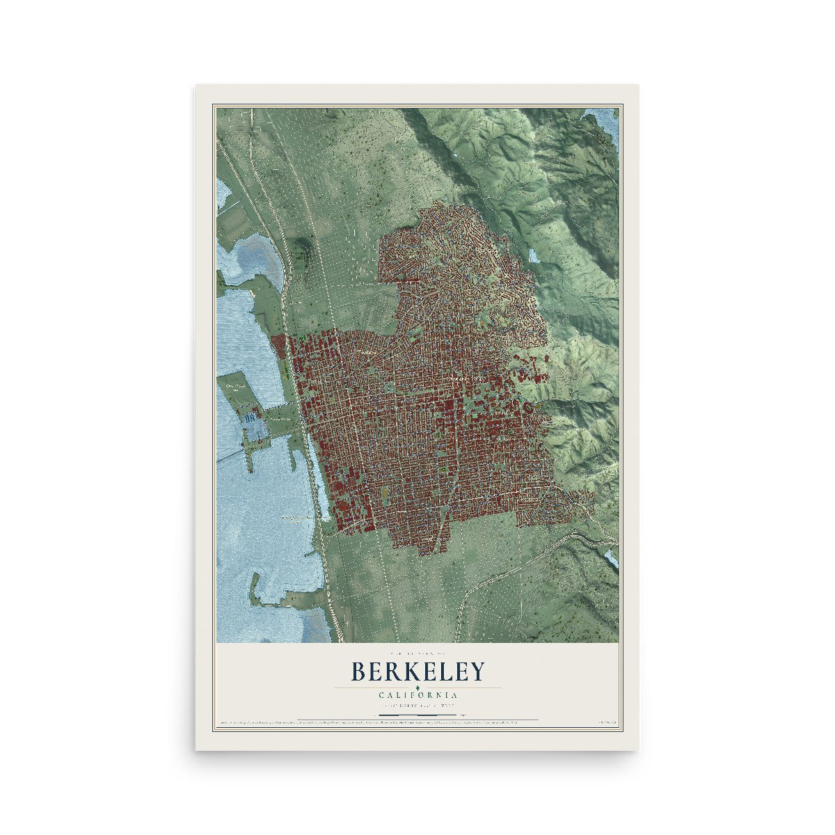 Map of Berkeley, California, 12 x 18 inch unframed archival matte print