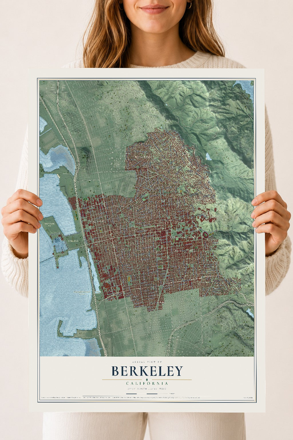 Map of Berkeley, California, 18 x 24 inch unframed archival matte print