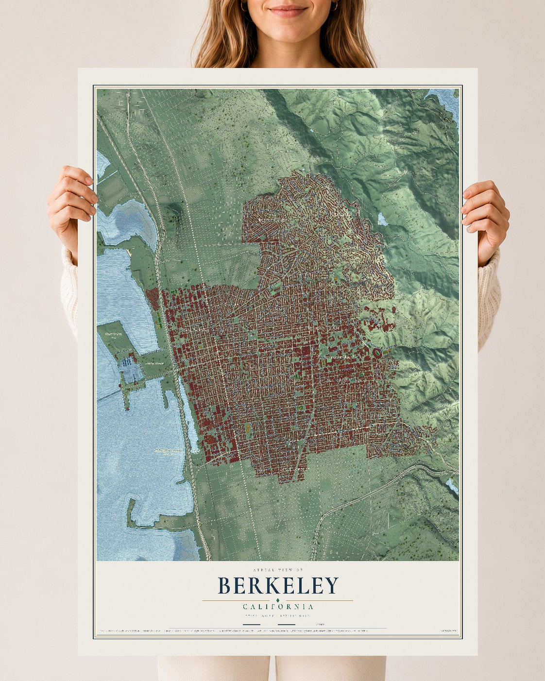 Map of Berkeley, California, 24 x 36 inch unframed archival matte print
