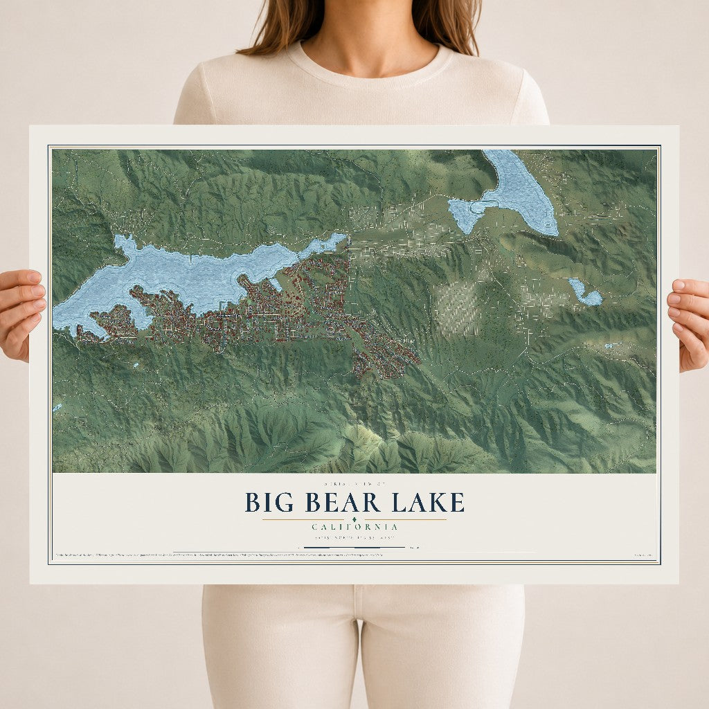 Map of Big Bear Lake, California, 18 x 24 inch unframed archival matte print