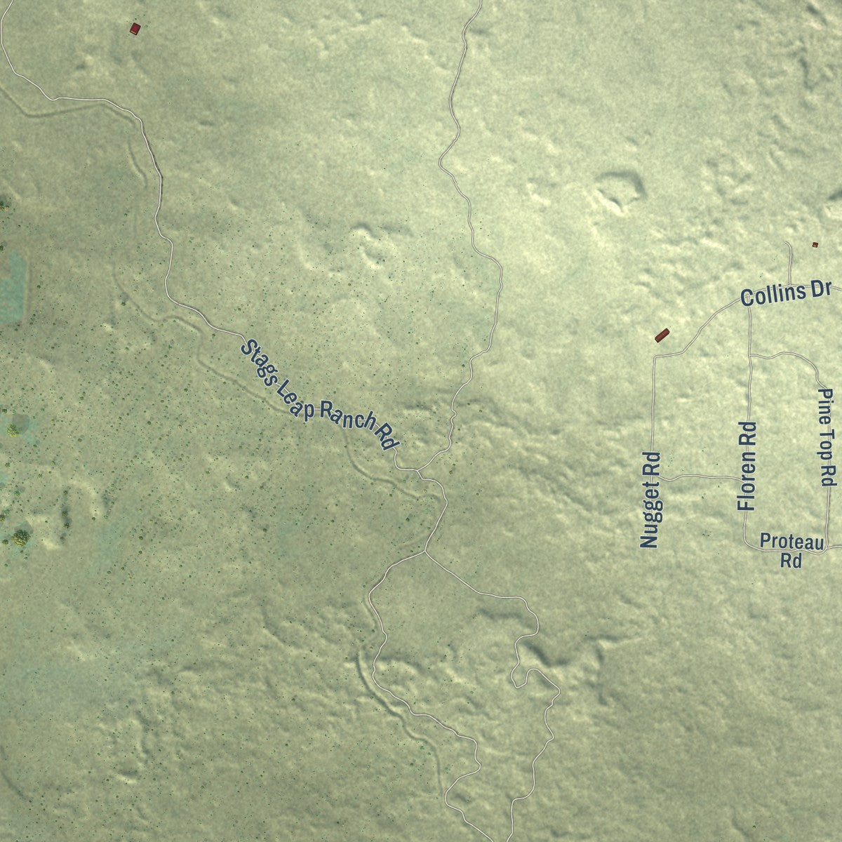 Close-up of the map of Big Springs, California print showing street and building detail