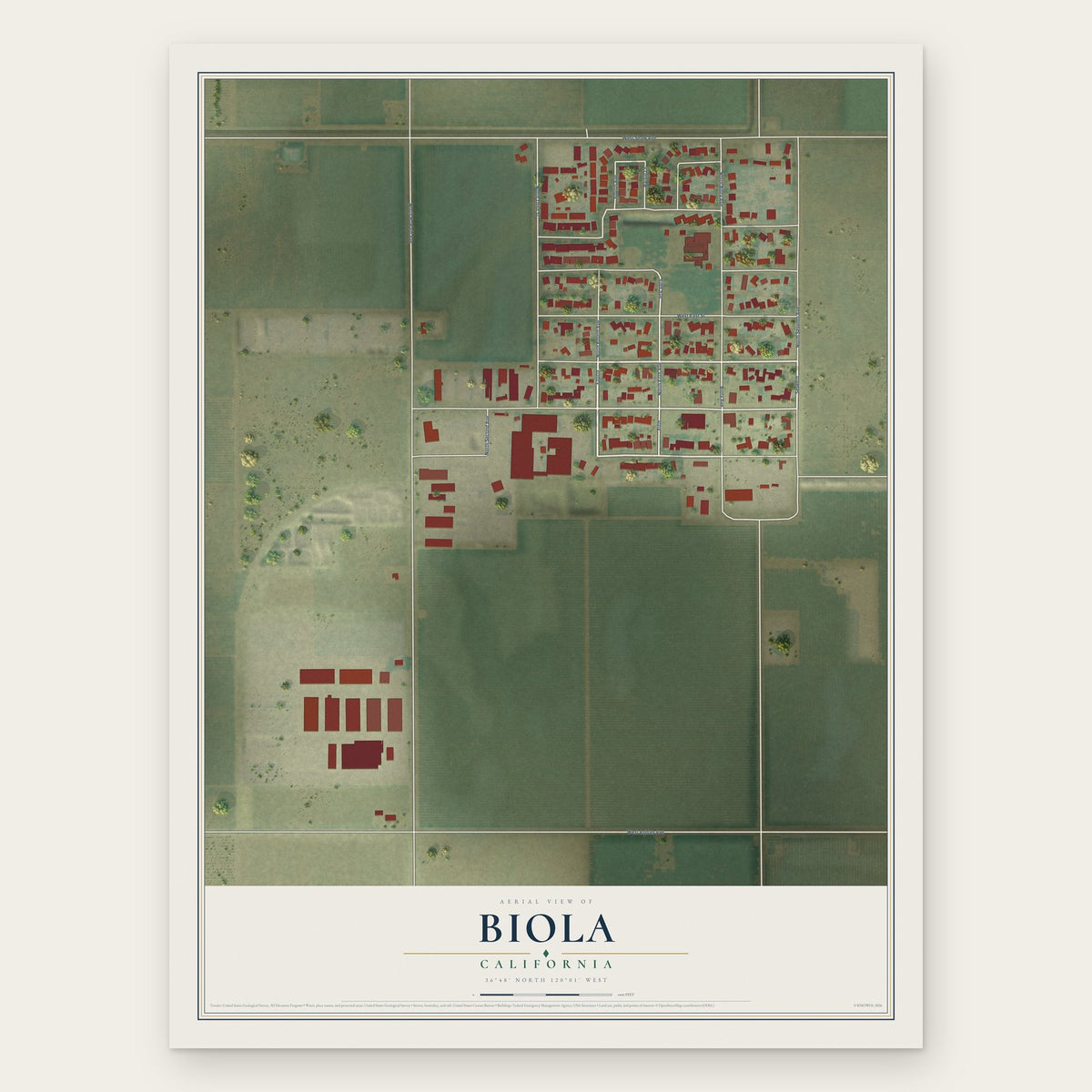 Biola, California map print, the full design