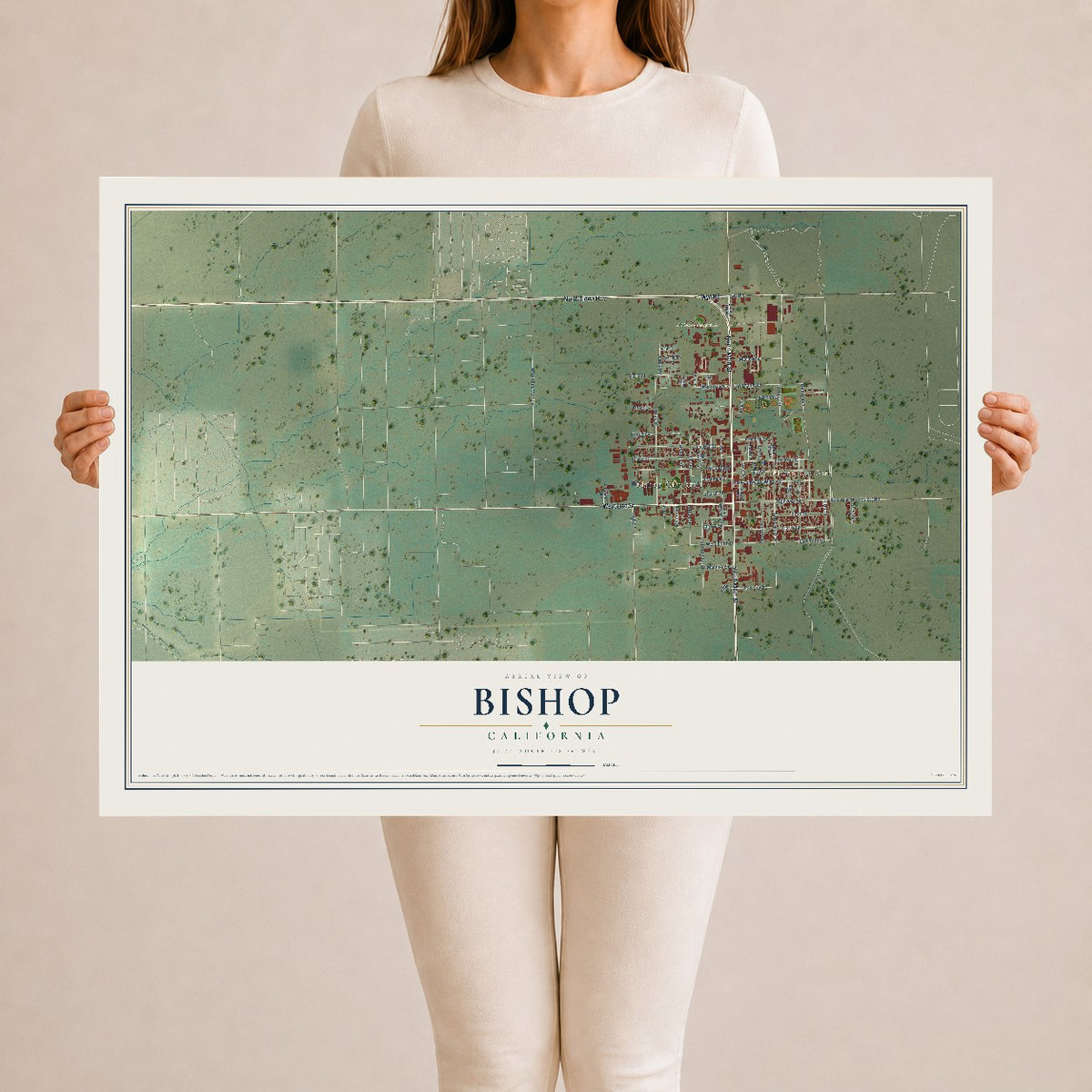 Map of Bishop, California, 24 x 36 inch unframed archival matte print