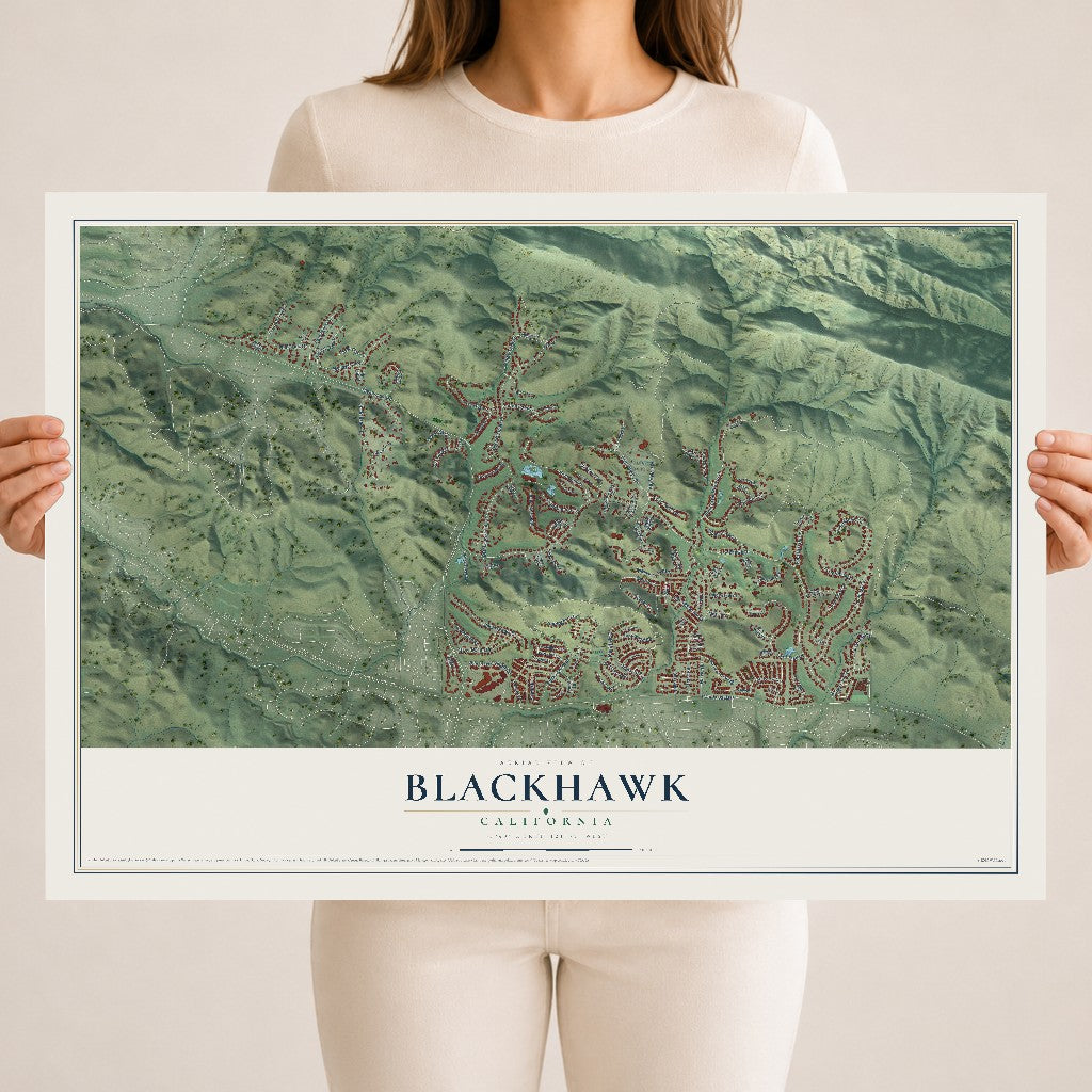 Map of Blackhawk, California, 18 x 24 inch unframed archival matte print