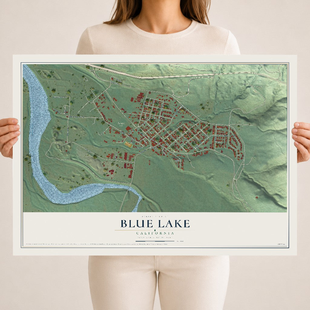 Map of Blue Lake, California, 18 x 24 inch unframed archival matte print