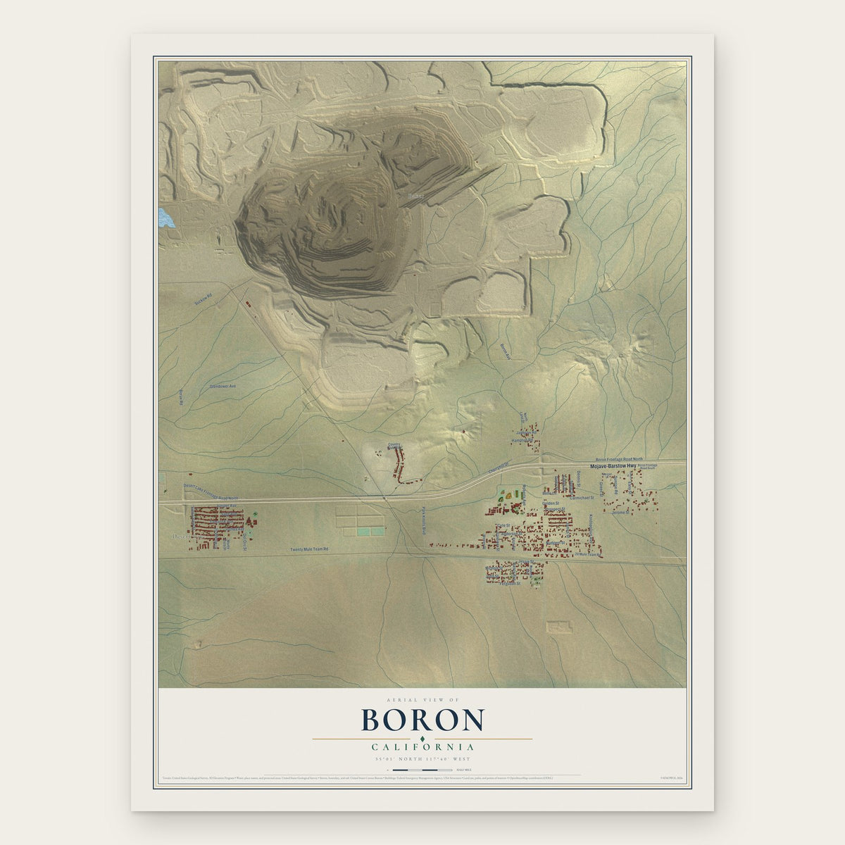 Boron, California map print, the full design