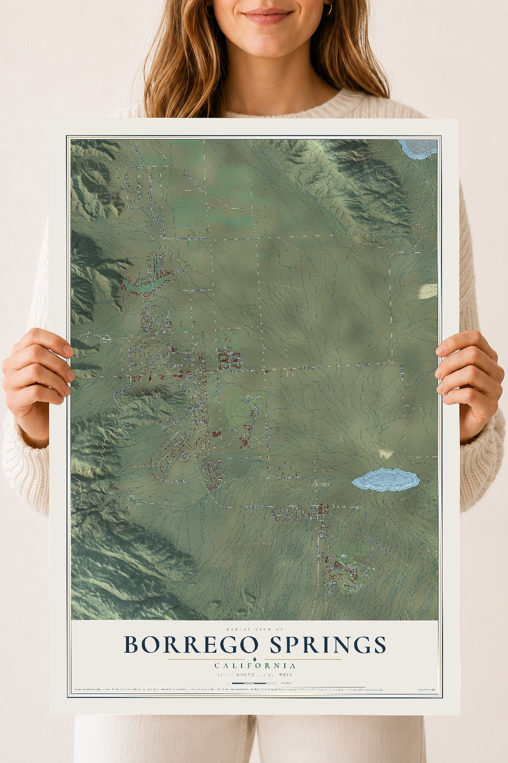 Map of Borrego Springs, California, 18 x 24 inch unframed archival matte print