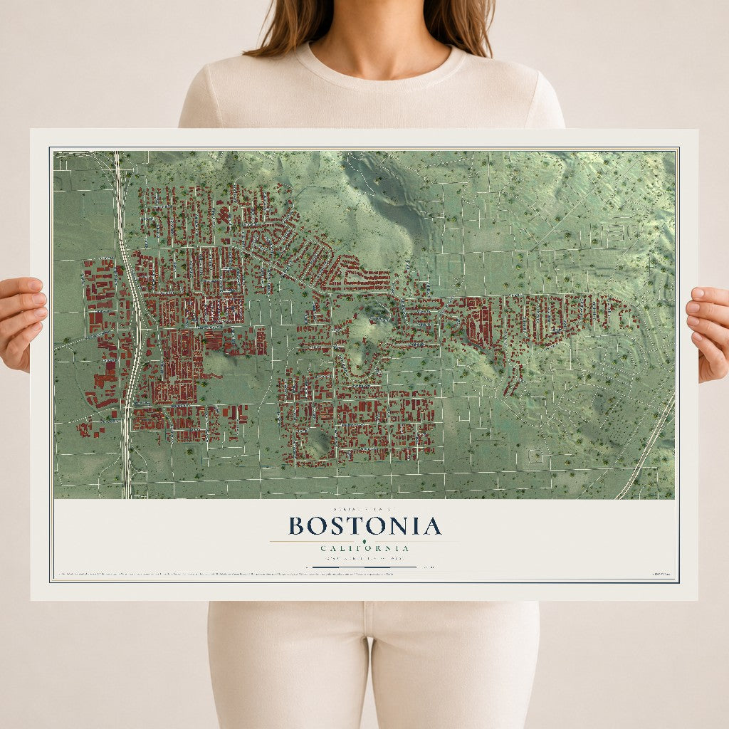Map of Bostonia, California, 18 x 24 inch unframed archival matte print