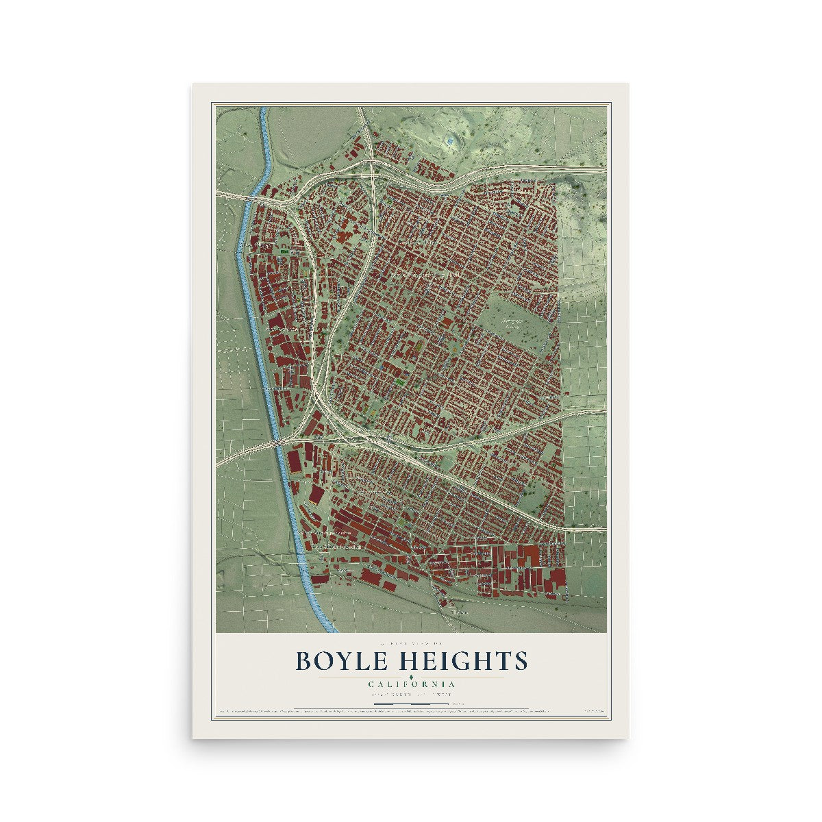 Map of Boyle Heights, California, 12 x 18 inch unframed archival matte print