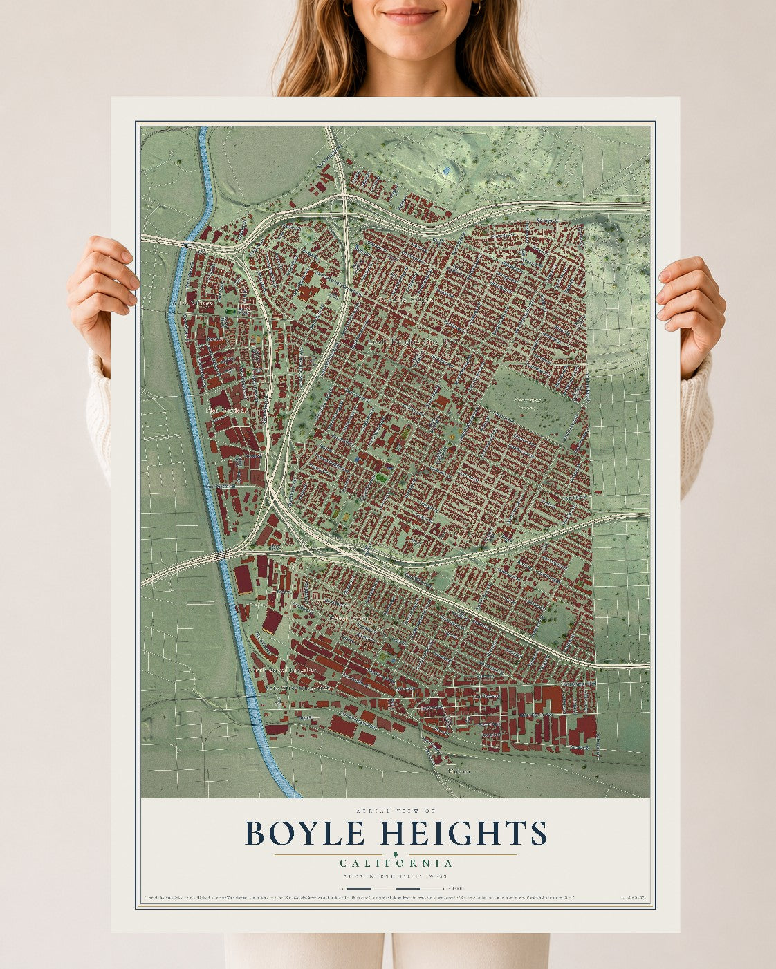 Map of Boyle Heights, California, 24 x 36 inch unframed archival matte print