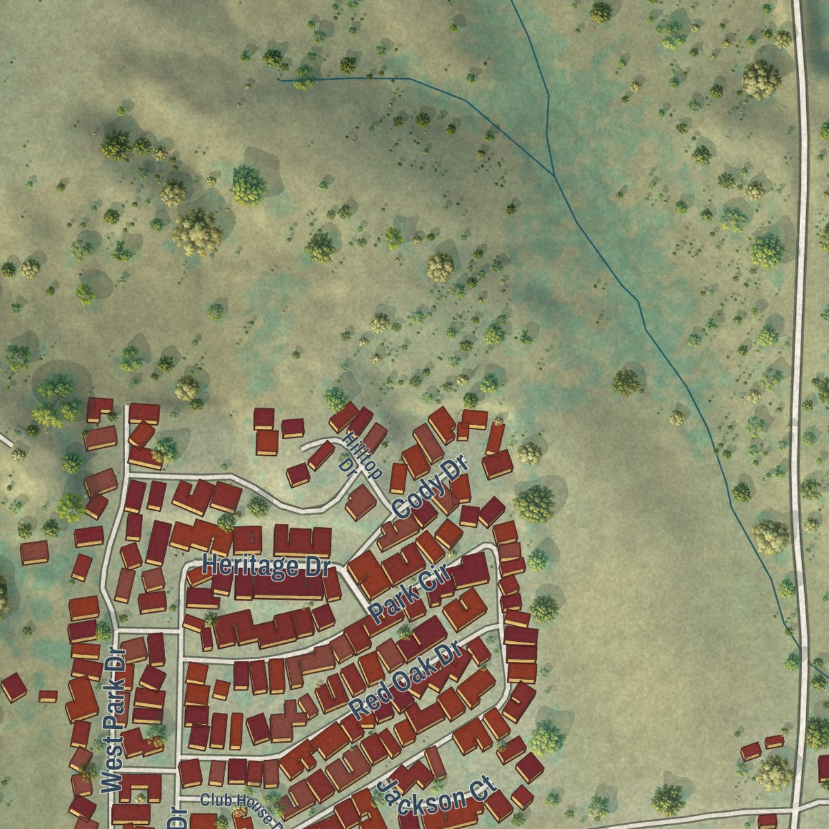 Close-up of the map of Buena Vista, California print showing street and building detail