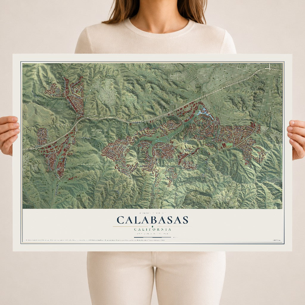 Map of Calabasas, California, 18 x 24 inch unframed archival matte print