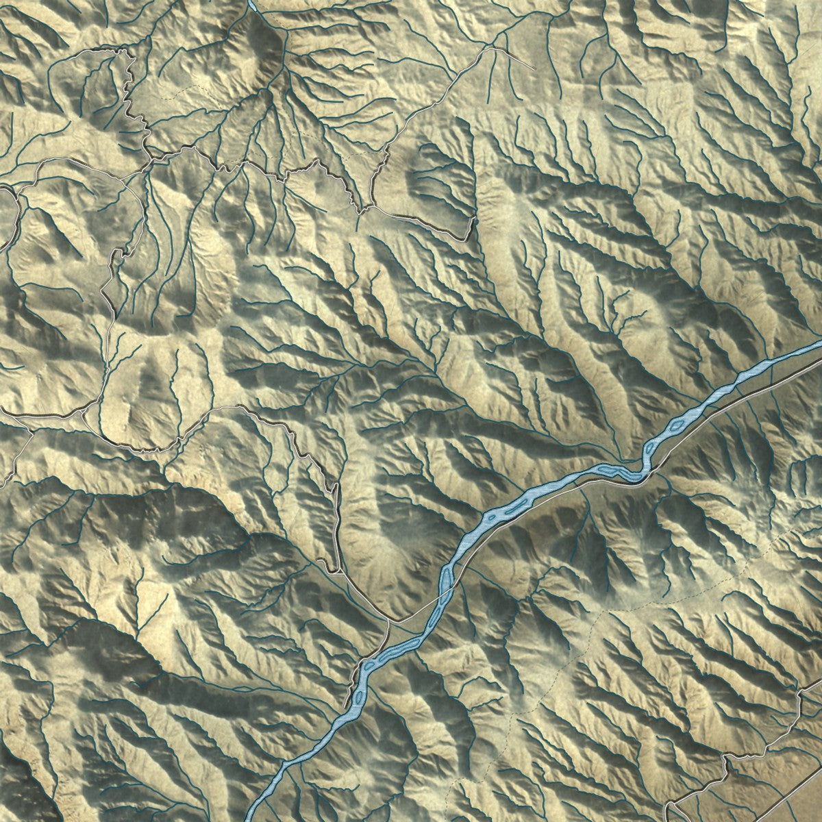 Close-up of the map of California City, California print showing street and building detail