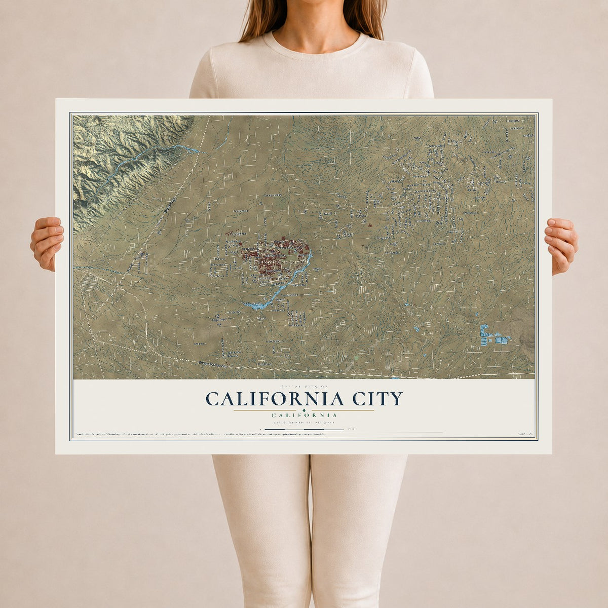 Map of California City, California, 24 x 36 inch unframed archival matte print