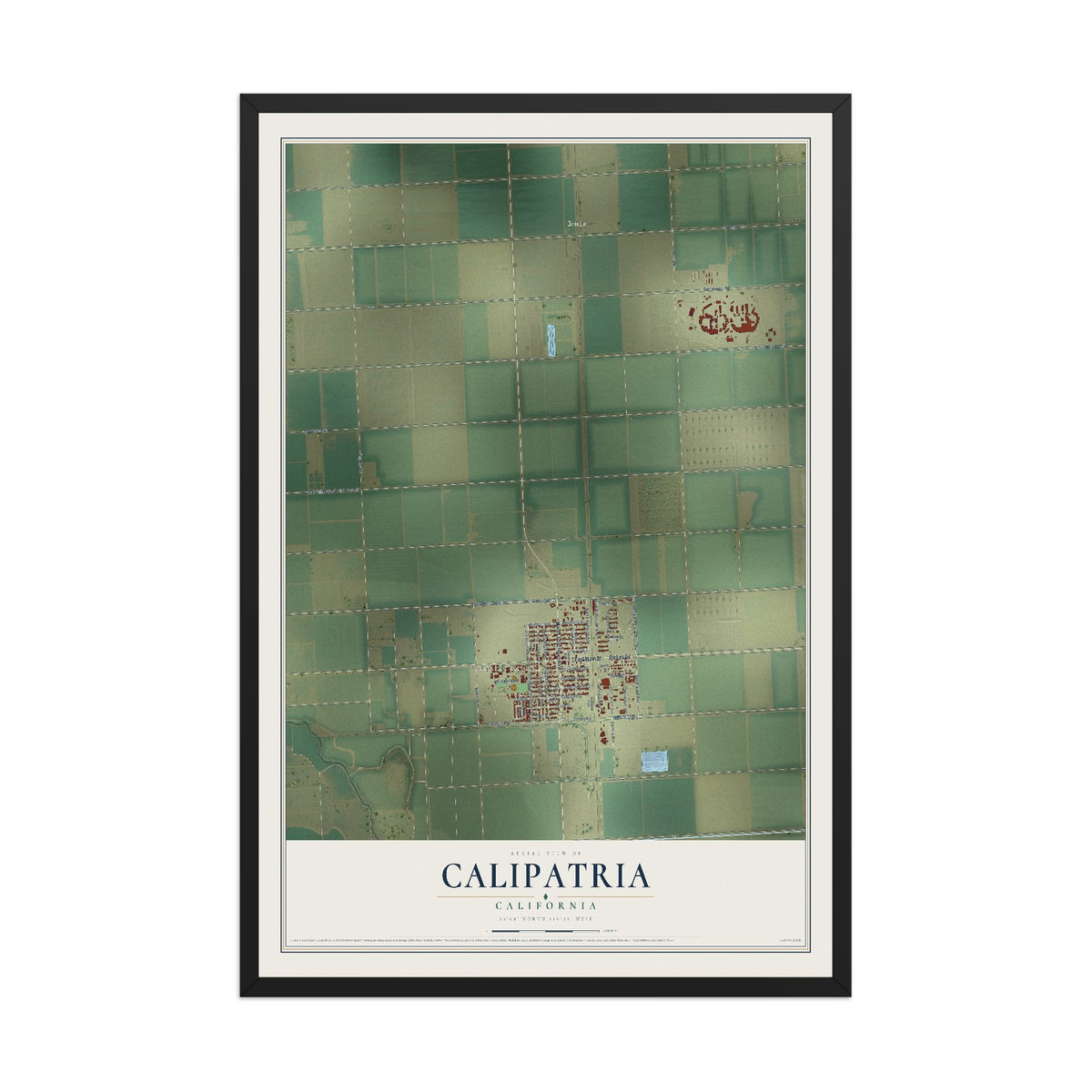 Map of Calipatria, California, 12 x 18 inch print in a black wood frame