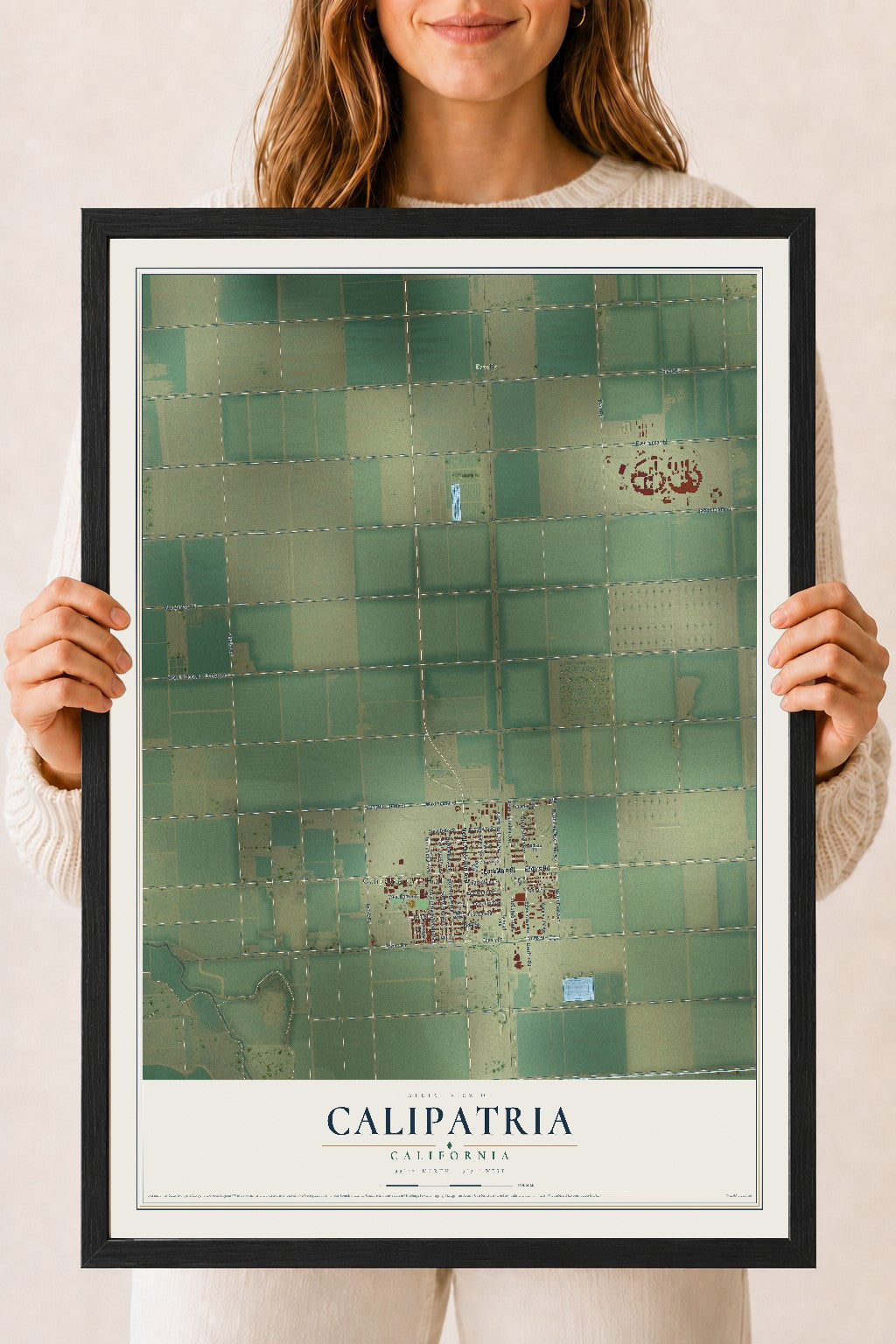 Map of Calipatria, California, 18 x 24 inch print in a black wood frame