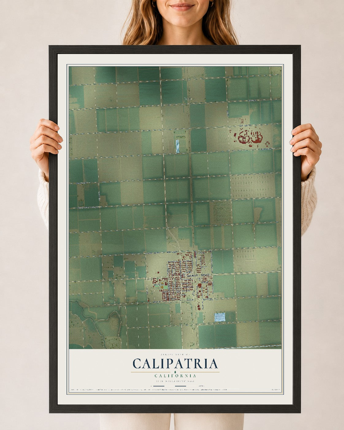Map of Calipatria, California, 24 x 36 inch print in a black wood frame
