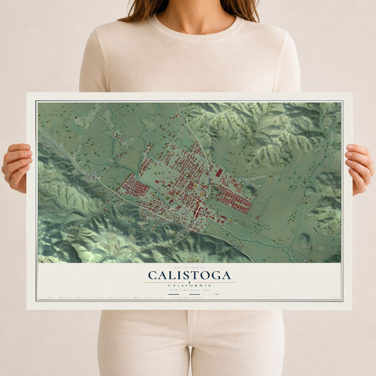 Map of Calistoga, California, 12 x 18 inch unframed archival matte print